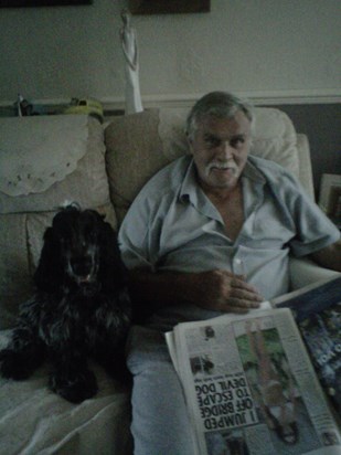 Posers; dad and puppy Nugget