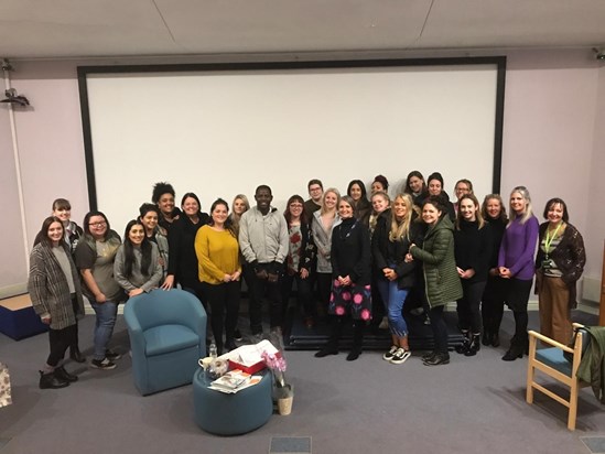 Len giving a speech about MND to nursing students at the University of Cumbria - 29 Nov 2018