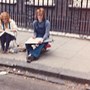 Keith drawing in Collingham Gardens in 1974 with cousin Jo