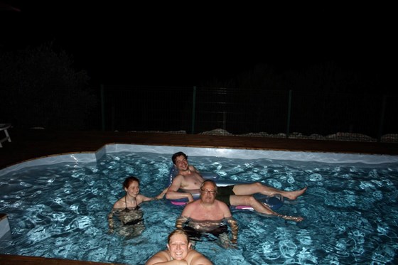 Midnight swim on holiday with Suzie, Rosie and her husband Patrick
