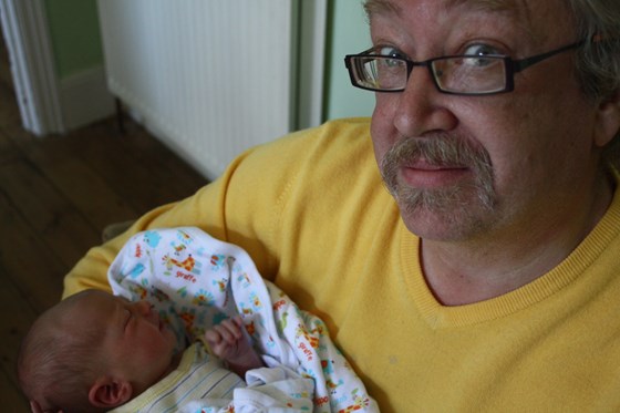 With newborn granddaughter Matilda
