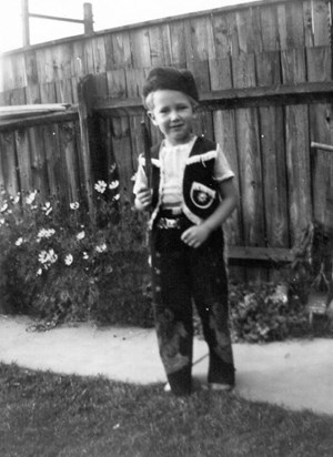 Walter playing dress up, age 4/5