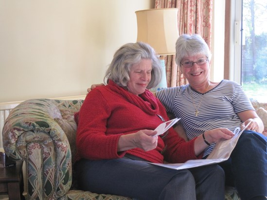 At home in Lindford, with Elizabeth Halls during a visit from Australia 