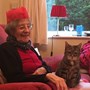 Audrey at Christmas with Rosie the family cat