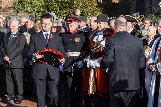 James laying a wreath at Bexley War Memorial, Remembrance Day 2012