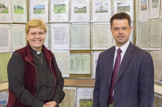 James with the Rev'd Julie Bowen at the World War One exhibition at St John the Evangelist, Bexley