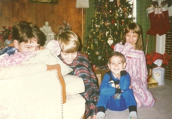 Ben, Karl, William &amp; Natalie - Christmas at home in Danville - 1995