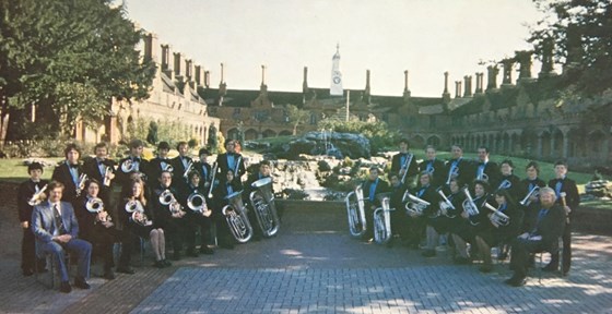 Bedworth Band outside the Almshouses 