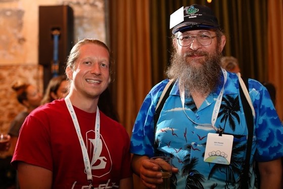 At a Waze conference wearing one of his signature Hawaiian shirts