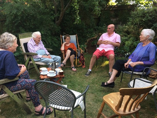 At Vivien and Tim’s with Gill, Pat, Richard and Maragaret summer 2018