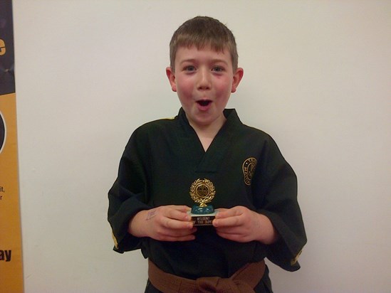 Ollie Gardiner receiving Student of the Month at Tring Martial Arts Academy