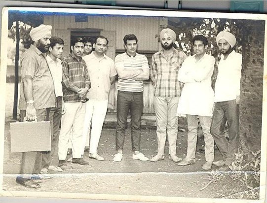From right: N.S.Chadda, Panjabi Hero: Varindera,Paramjit Singh Khatra,Dharmindera,Co:workers,Inderjit Hasanpuri.