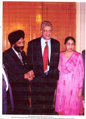 England,UK: Inderjit Hasanpuri with High Commissioner of India and Mrs High Commissioner Of India.