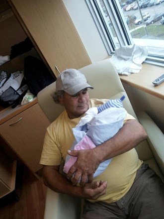 Bill with newborn grandson, Nolan, Oct 2012