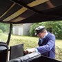 Adrian getting into his Ford  T inspection saloon, to give Bridget Eickhoff a ride at the Beeches Light Railway.