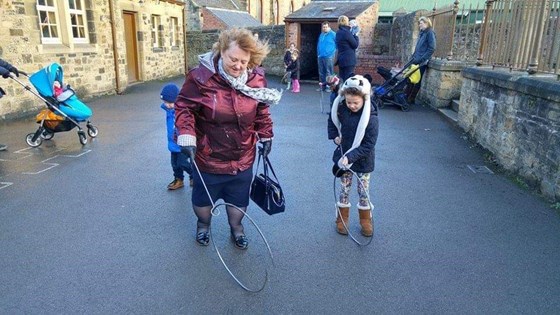 Playing with Annabell at Beamish Open Air Museum